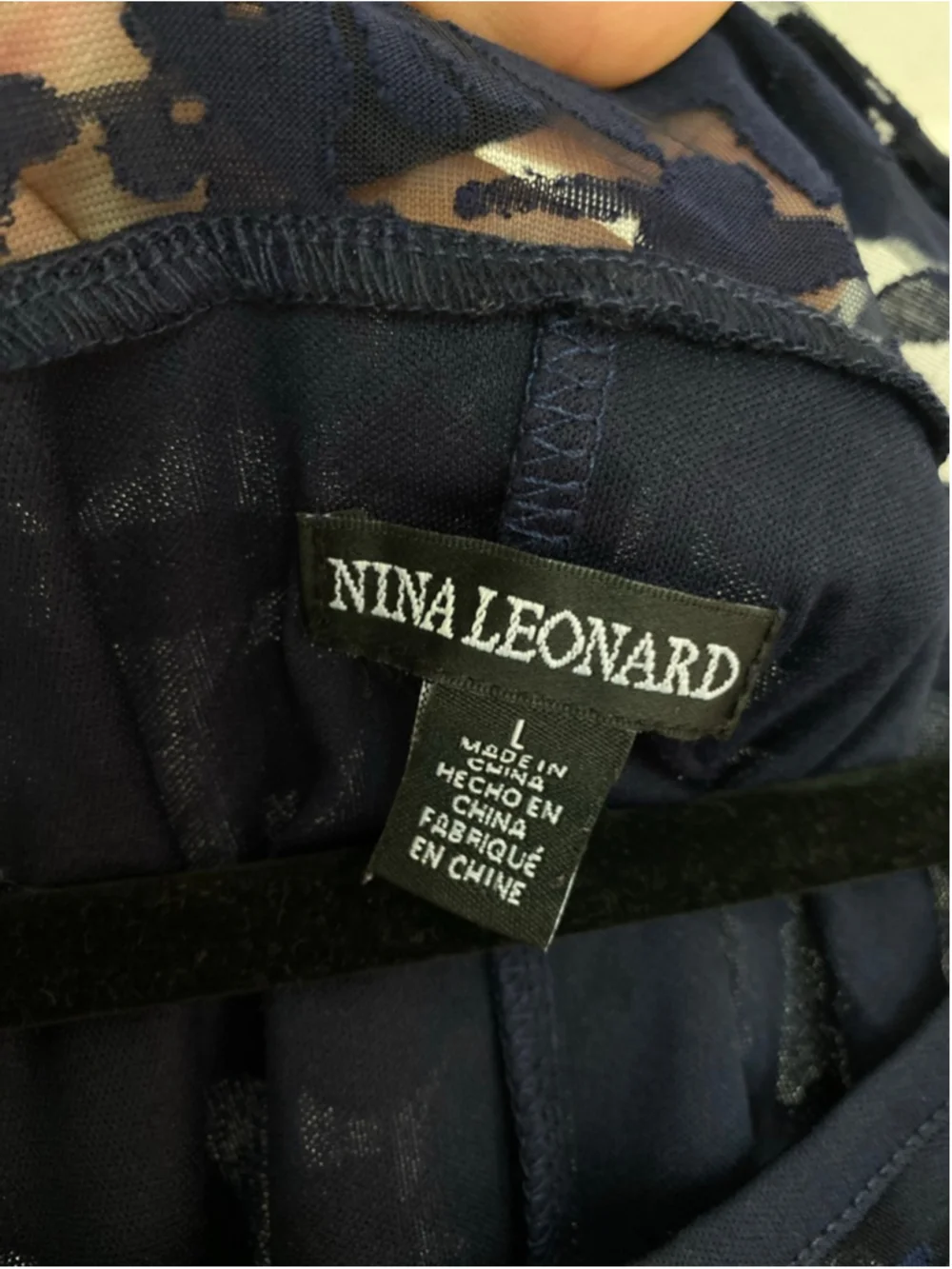 Nina Leonard Navy Lace Midi Dress Quiet Luxury Romantic Parisian L Old Money